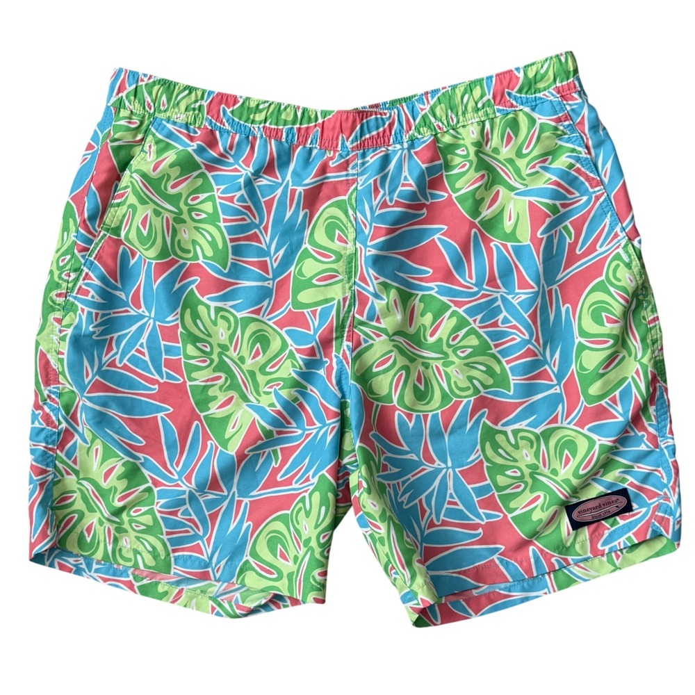 Vineyard Vines‎ Mens Swim Trunks Medium Tropical Leaf Print Pool Shorts